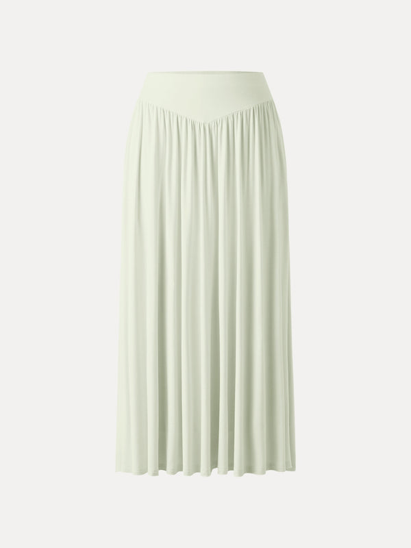 Ultrasoft V-shape Waist Gathred Maxi Circle Skirt with Pockets