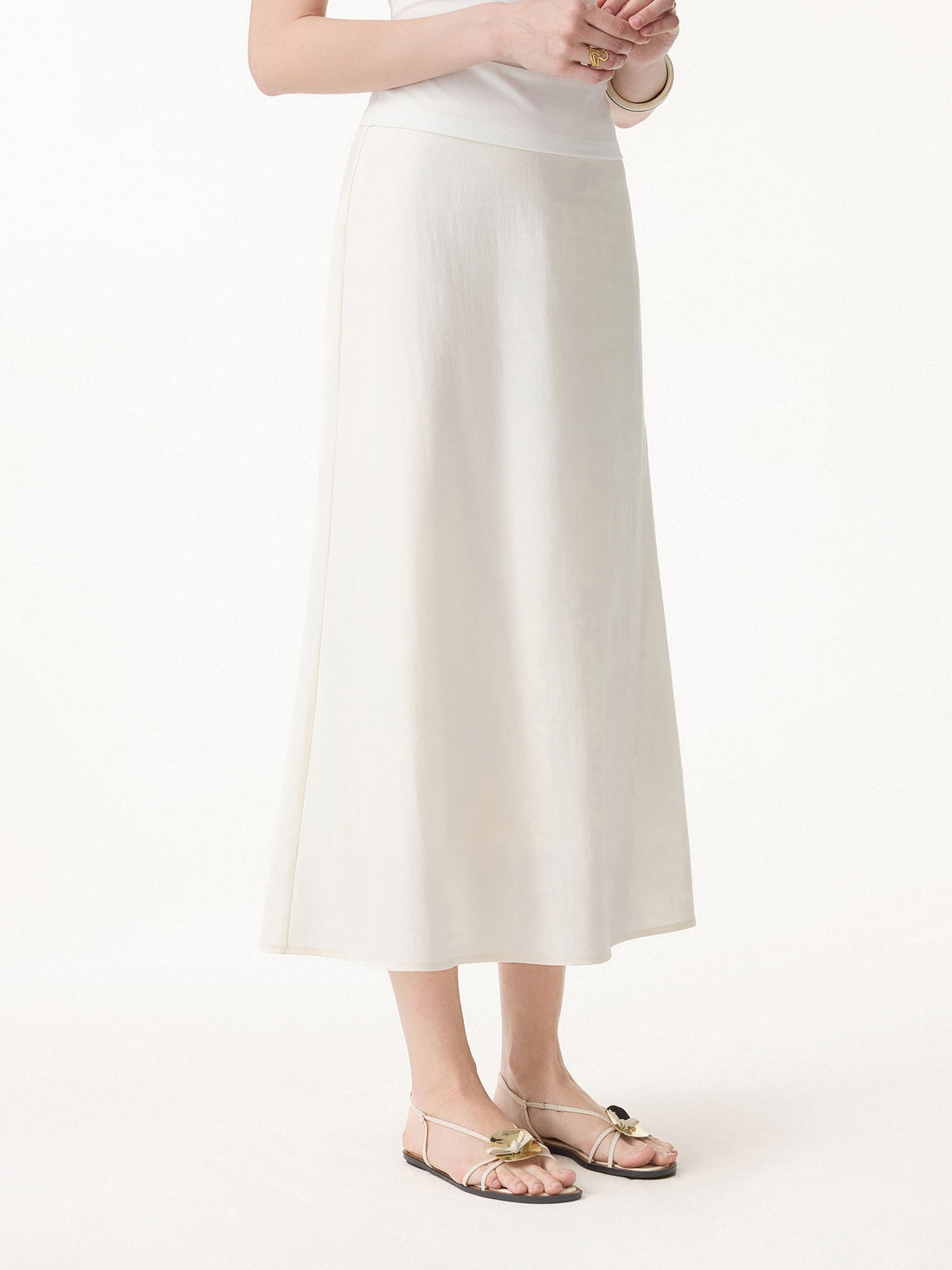 Lyocell-Linen Blend Maxi Flared Pull-On Skirt