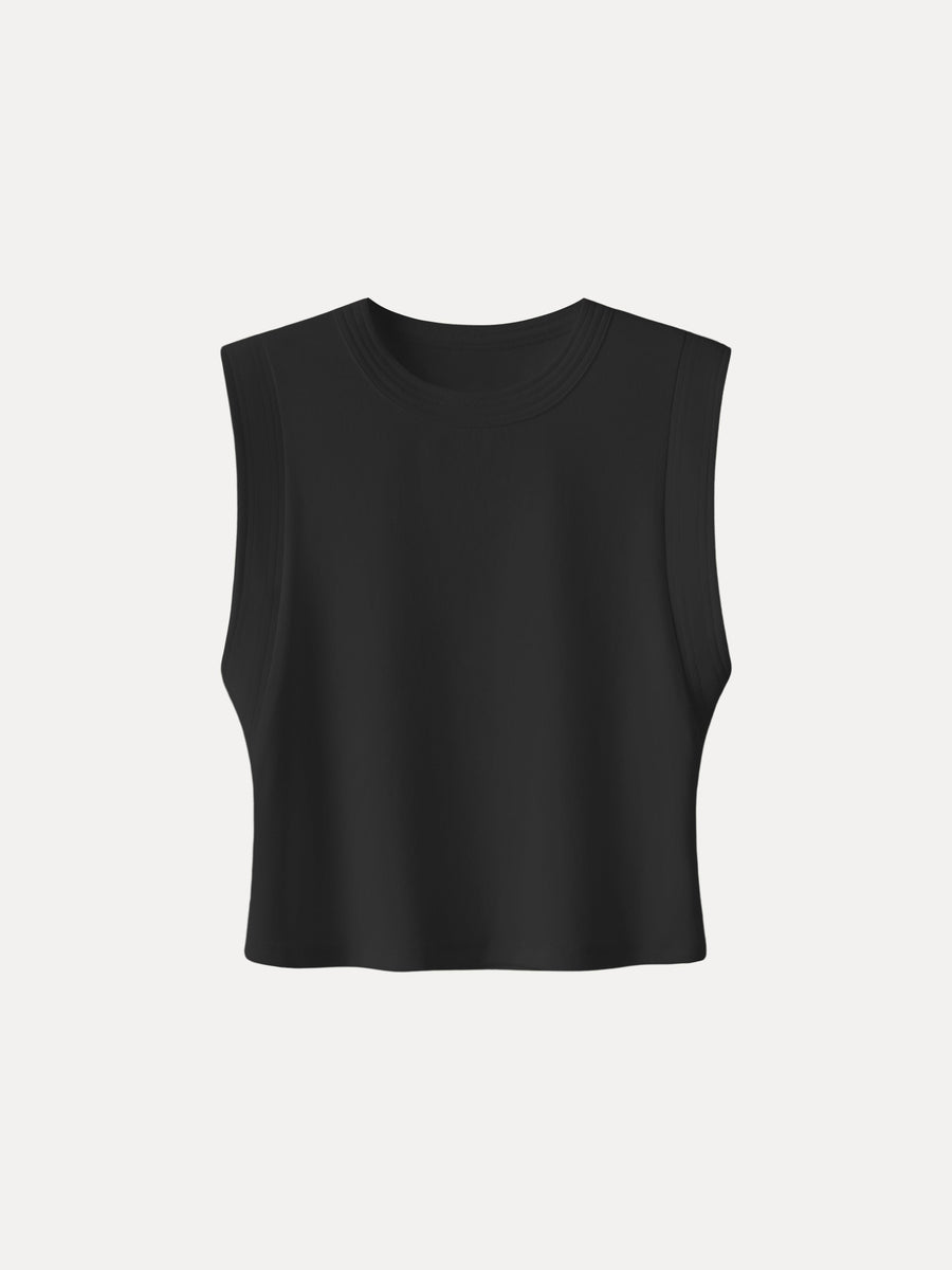 Soft Cotton Lyocell Cropped Wide Shoulder Tank
