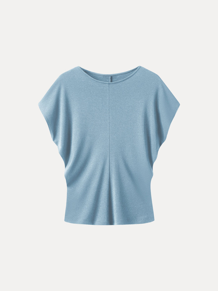 Linen-Blend Round Neck Relaxed Summer Top