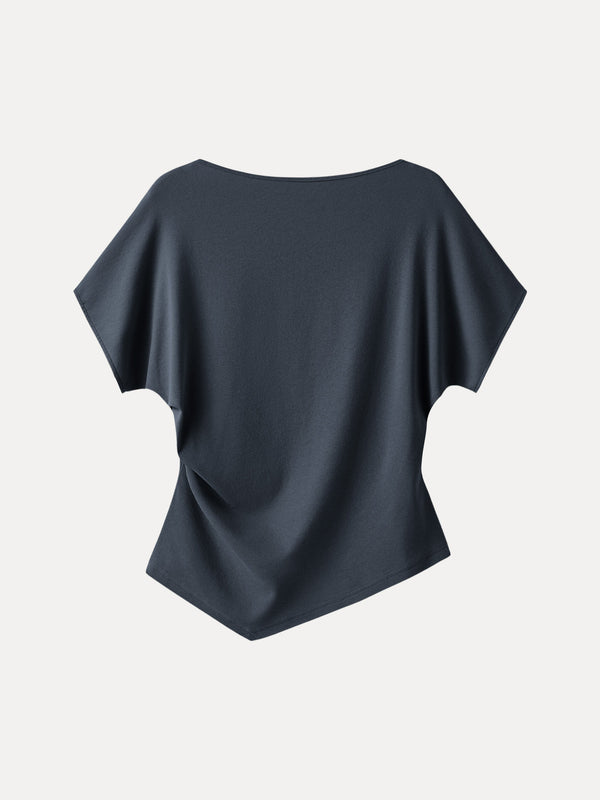 Cotton Lyocell Boatneck Angled Summer Tee
