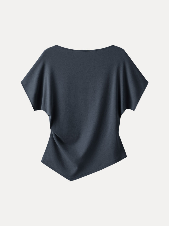 Cotton Lyocell Boatneck Angled Summer Tee