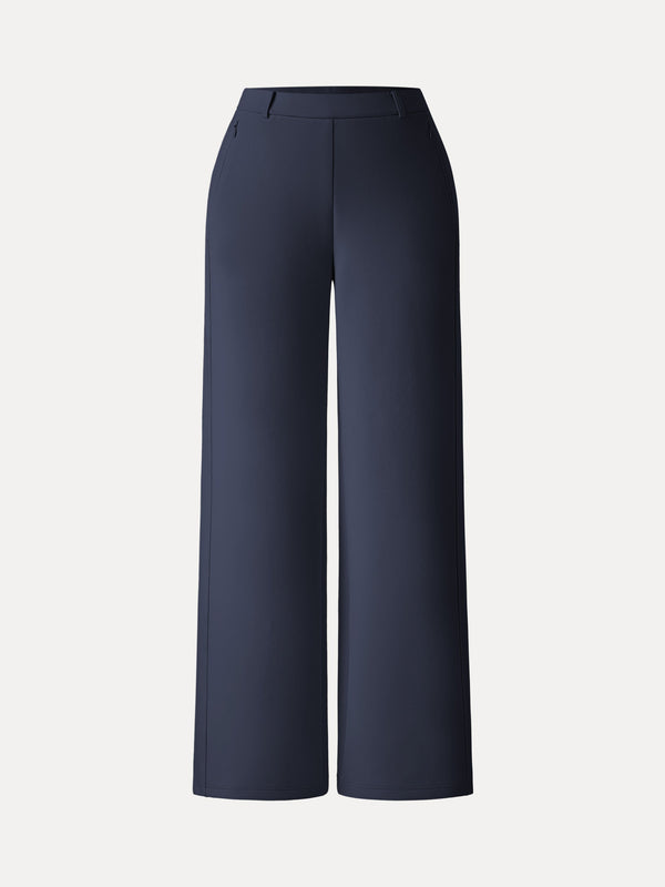 Stretch Cotton Blend Slimming High Rise Wide Leg Pant