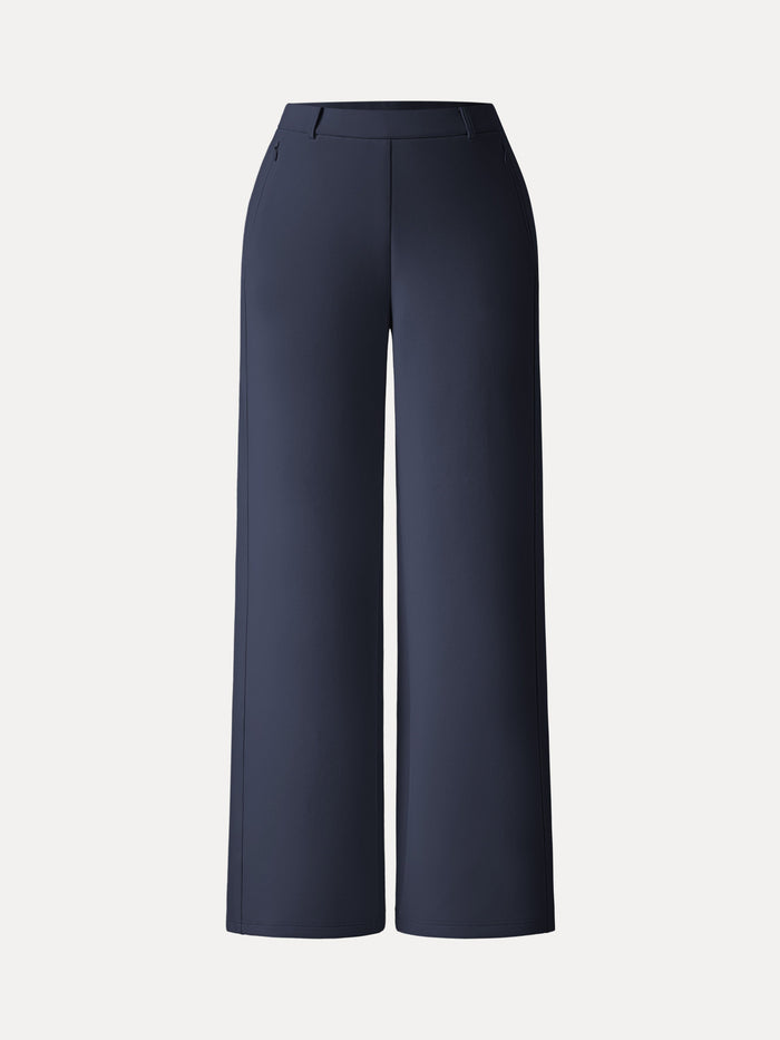 Stretch Cotton Blend Slimming High Rise Wide Leg Pant