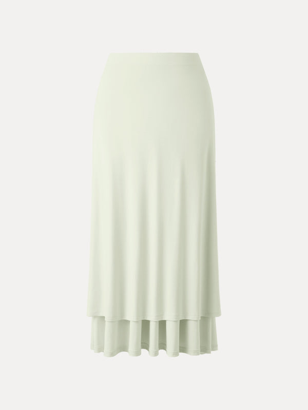 Ultrasoft V-shape Waist Gathred Maxi Circle Skirt with Pockets
