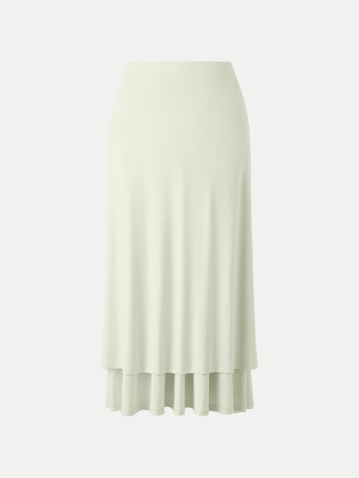 Ultrasoft V-shape Waist Gathred Maxi Circle Skirt with Pockets