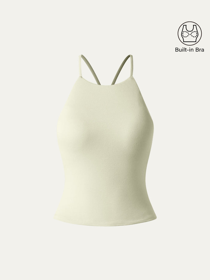 Tie Back Bandless Crop Bra Tank Top