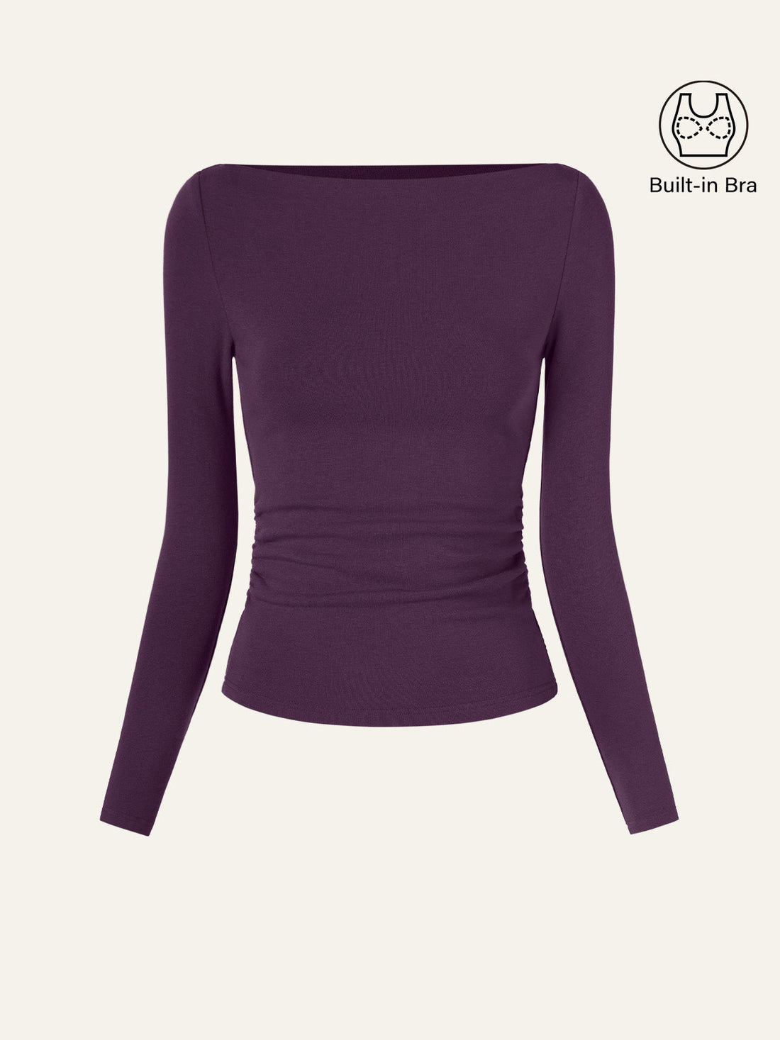 Modern Side Ruched Boatneck Bra Top