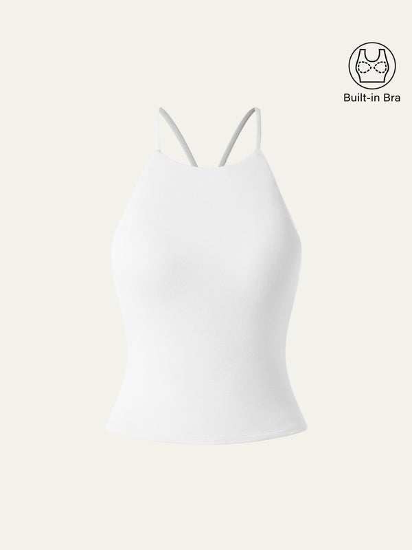Tie Back Bandless Crop Bra Tank Top