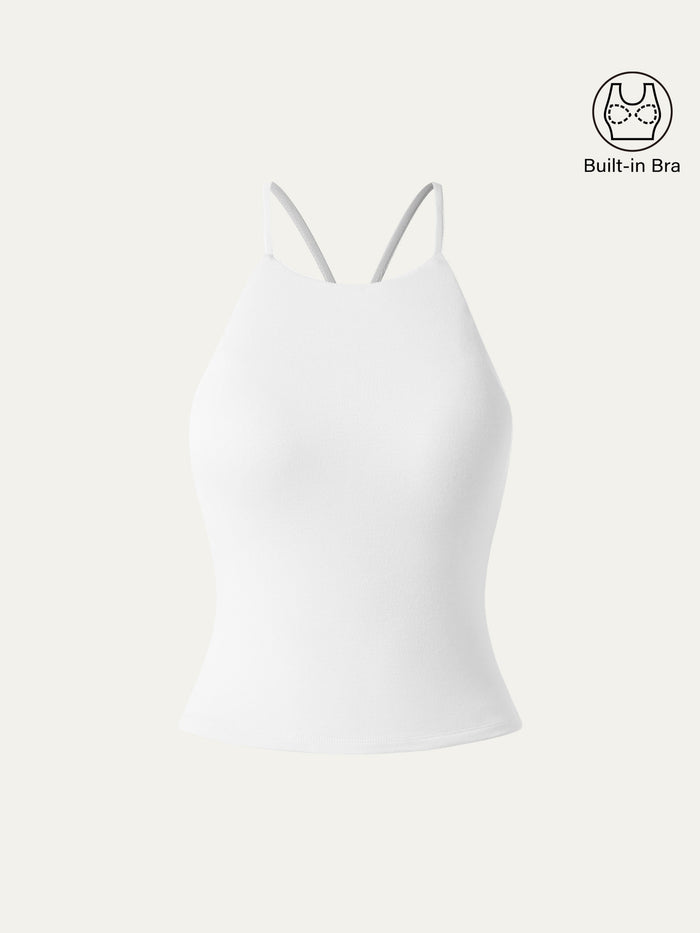 Tie Back Bandless Crop Bra Tank Top