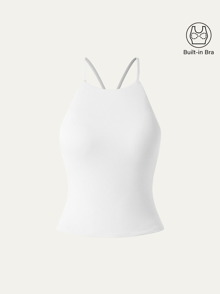 Tie Back Bandless Crop Bra Tank Top