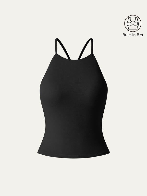 Tie Back Bandless Crop Bra Tank Top