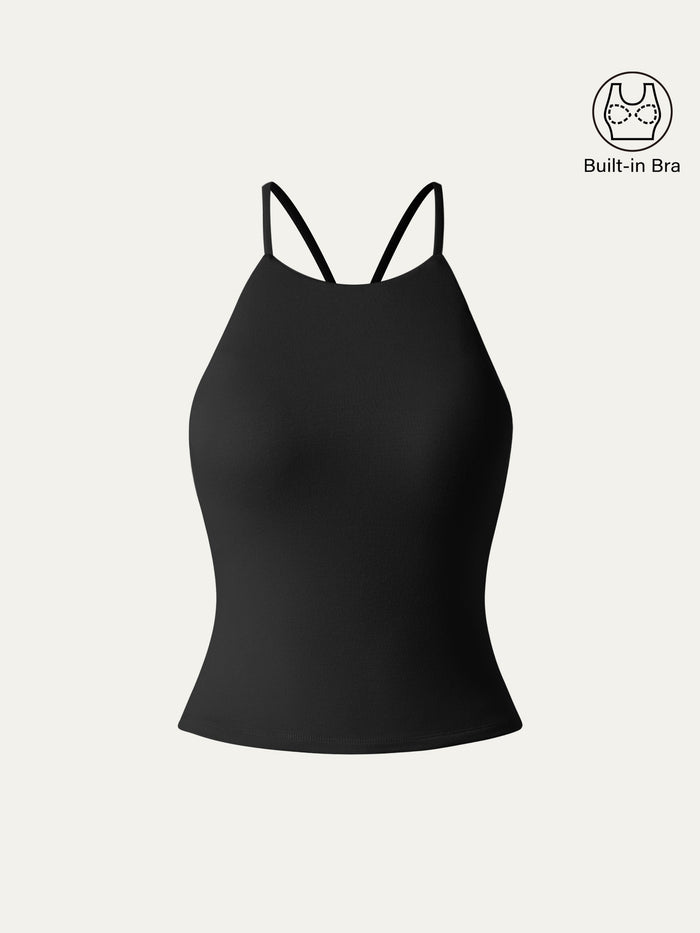 Tie Back Bandless Crop Bra Tank Top
