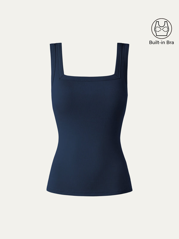 Slinky Square Open-Back Bra Tank Top