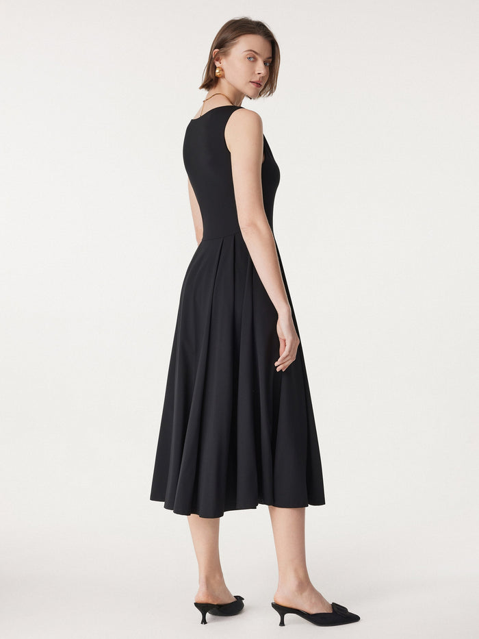 Boatneck Bamboo Ponte Bra Midi Dress with Pockets