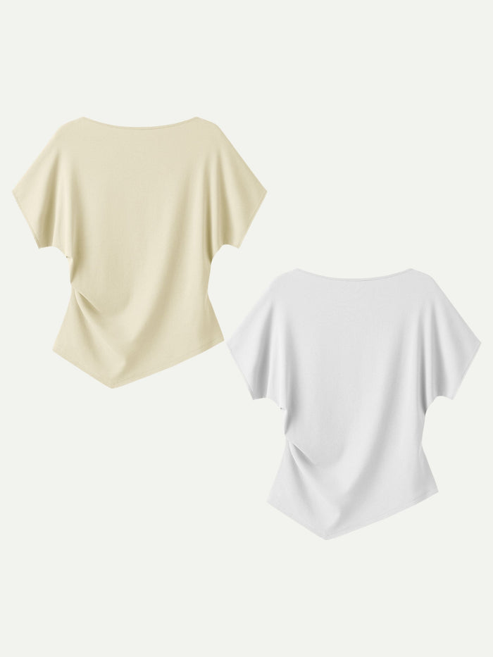 Cotton Lyocell Boatneck Angled Summer Tee
