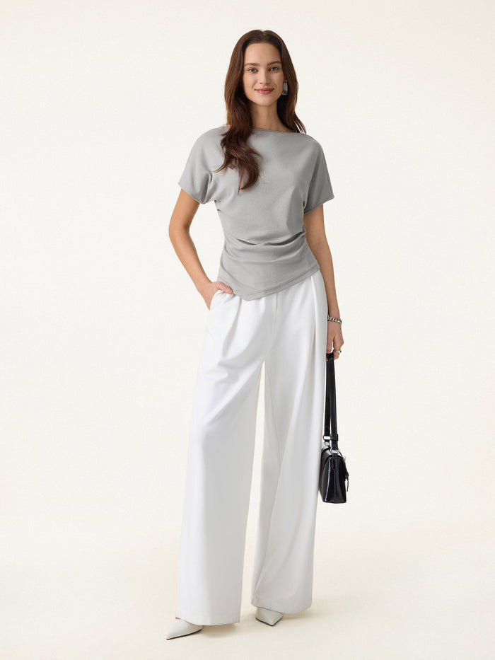 Cotton Lyocell Boatneck Angled Summer Tee