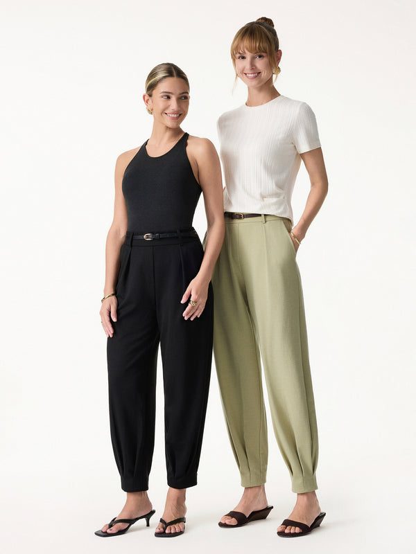 Stretch Linen-Like Wrinkle-Resistant Tapered Pant