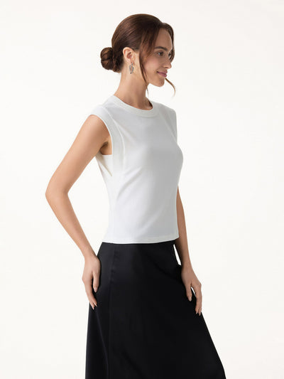 Soft Cotton Lyocell Cropped Wide Shoulder Tank