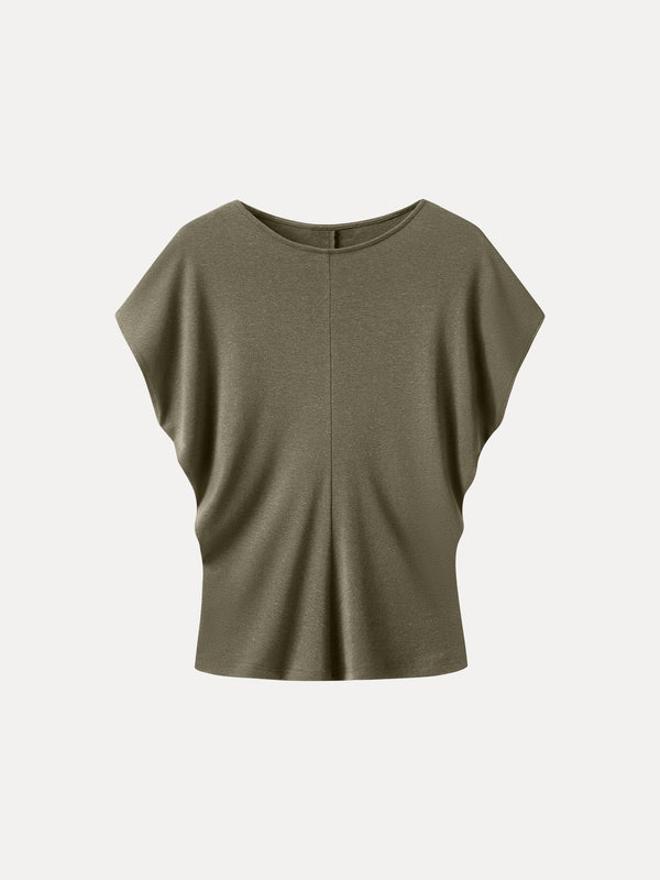 Linen-Blend Round Neck Relaxed Summer Top