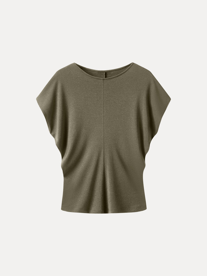 Linen-Blend Round Neck Relaxed Summer Top