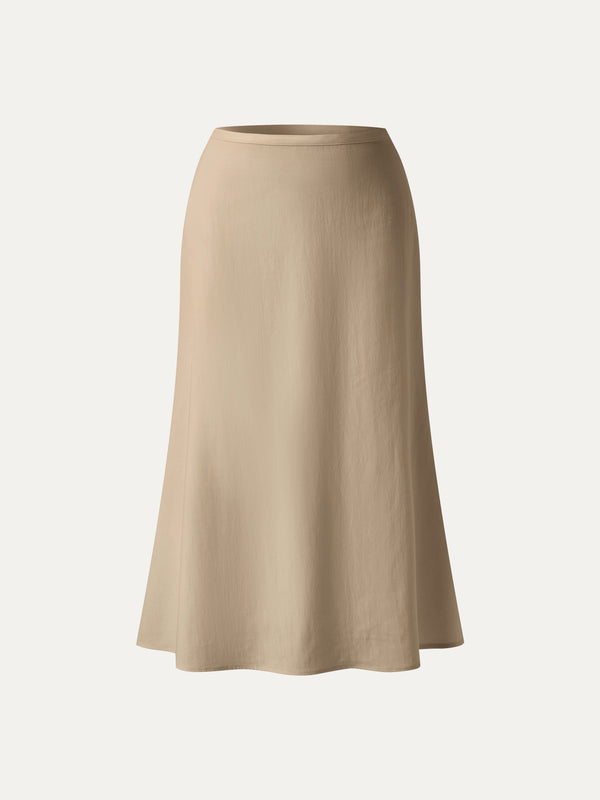 Lyocell-Linen Blend Maxi Flared Pull-On Skirt