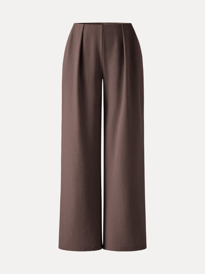 Airy Stretch Linen Wide Flare Pant with Pockets