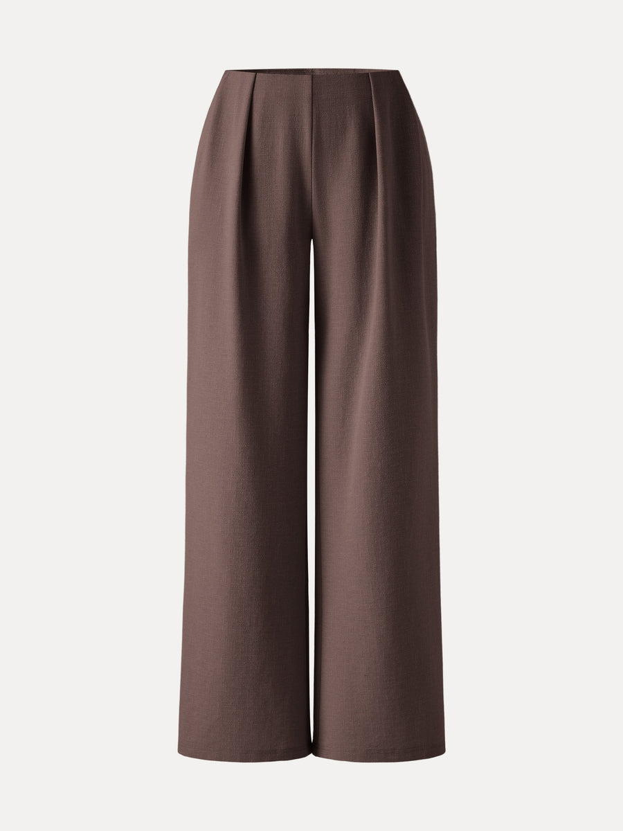 Airy Stretch Linen Wide Flare Pant with Pockets