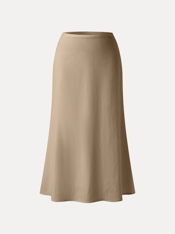 Lyocell-Linen Blend Maxi Flared Pull-On Skirt