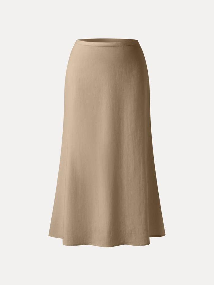 Lyocell-Linen Blend Maxi Flared Pull-On Skirt
