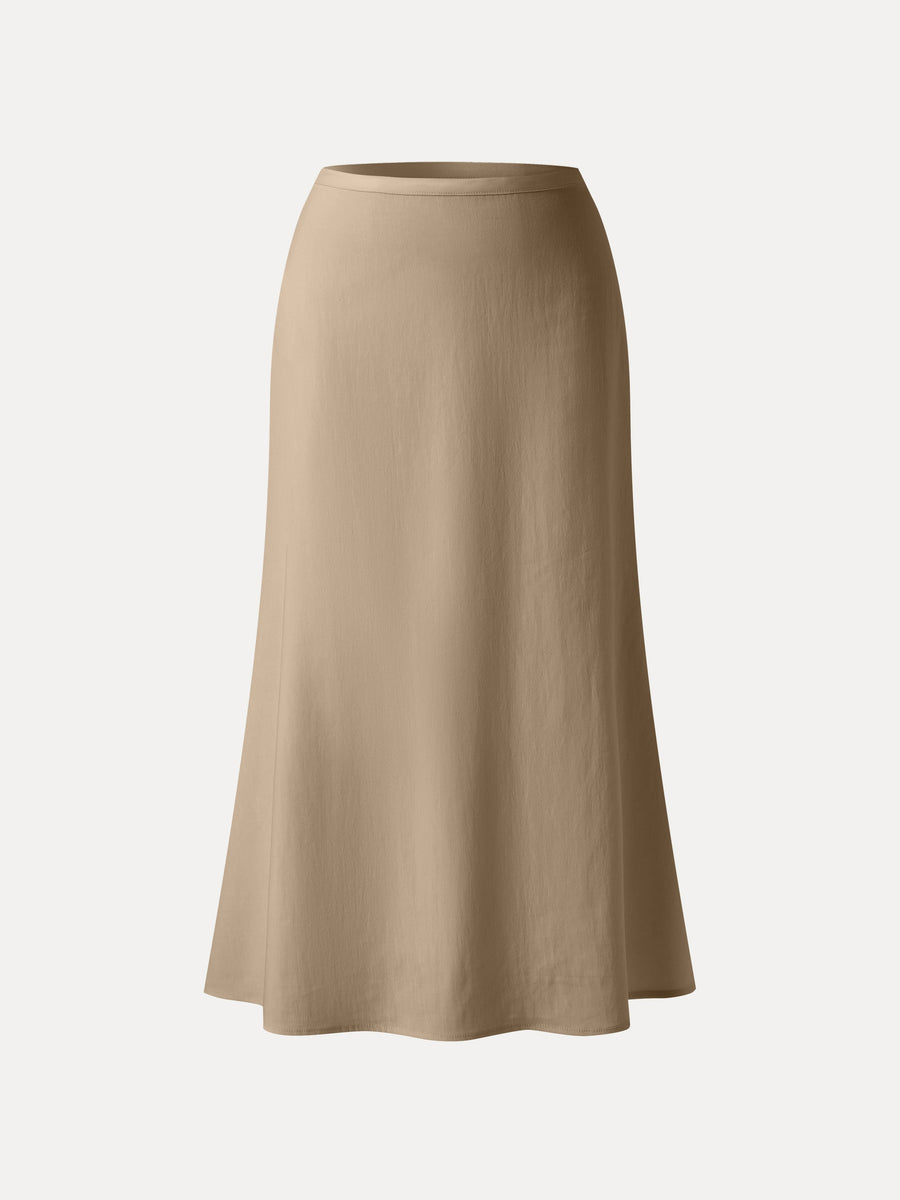 Lyocell-Linen Blend Maxi Flared Pull-On Skirt