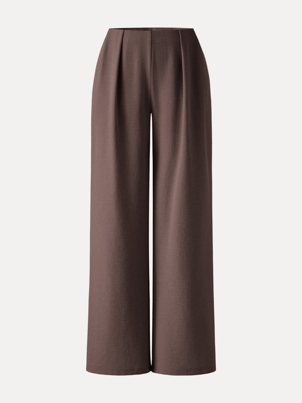 Airy Stretch Linen Wide Flare Pant with Pockets