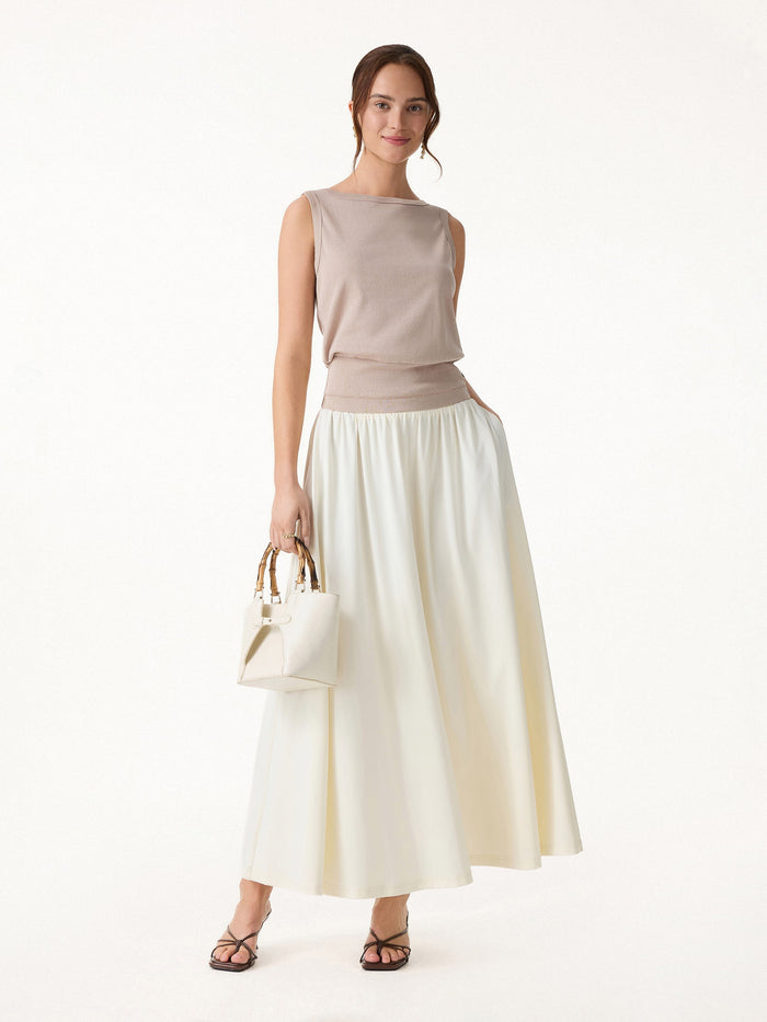 Cotton-Linen Blend Reversible Boatneck Low Back Top