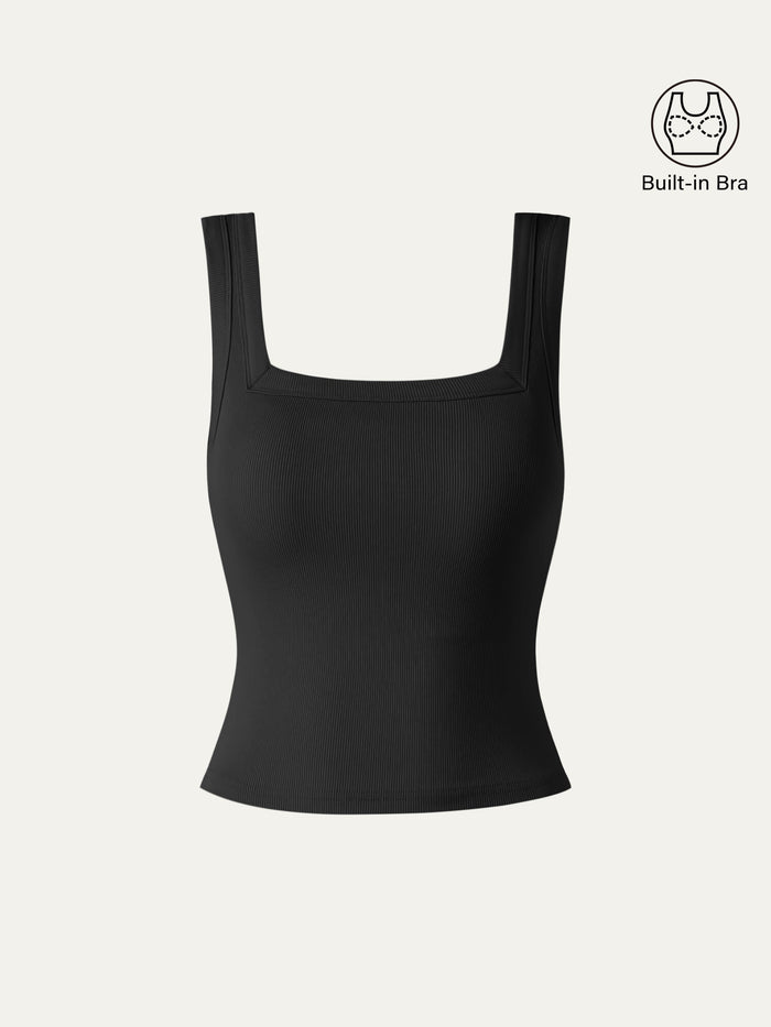 Slinky Square Open-Back Bra Tank Top