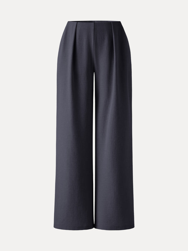 Airy Stretch Linen Wide Flare Pant with Pockets