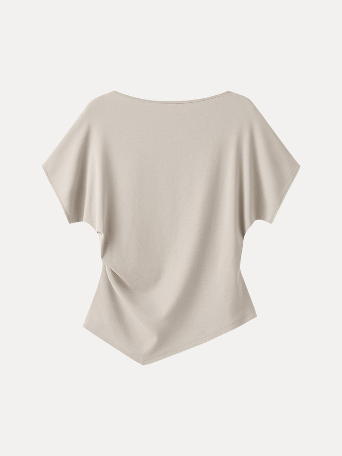 Cotton Lyocell Boatneck Angled Summer Tee