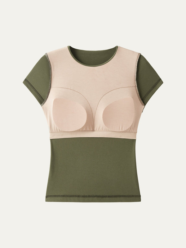 Crewneck Slimming Short Sleeve New Airy Bra Top