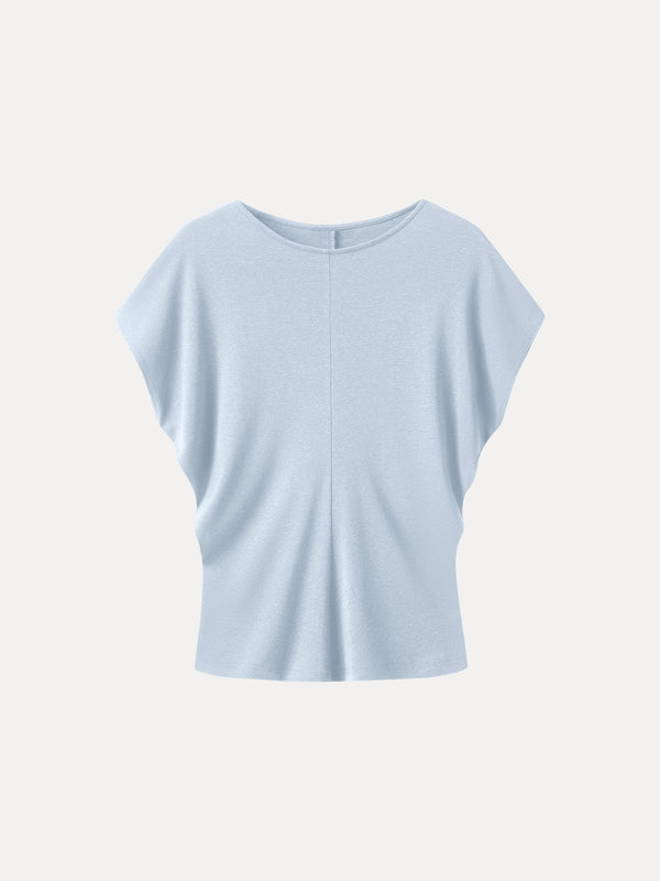 Linen-Blend Round Neck Relaxed Summer Top