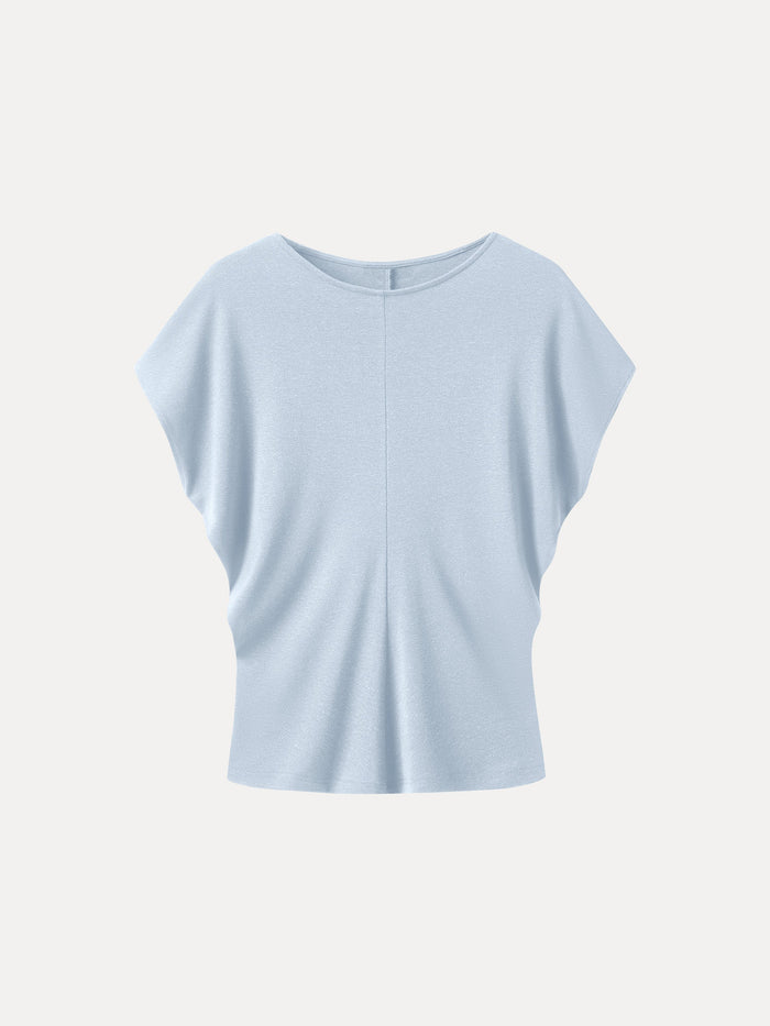 Linen-Blend Round Neck Relaxed Summer Top