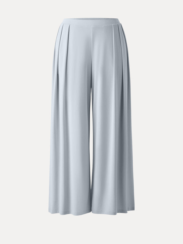 Sandwashed Mid Rise Pleated Wide Leg Palazzo Pant with Pockets