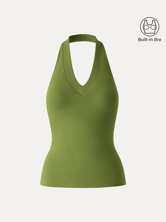 Plantive Halter Neck Open Back Bra Tank