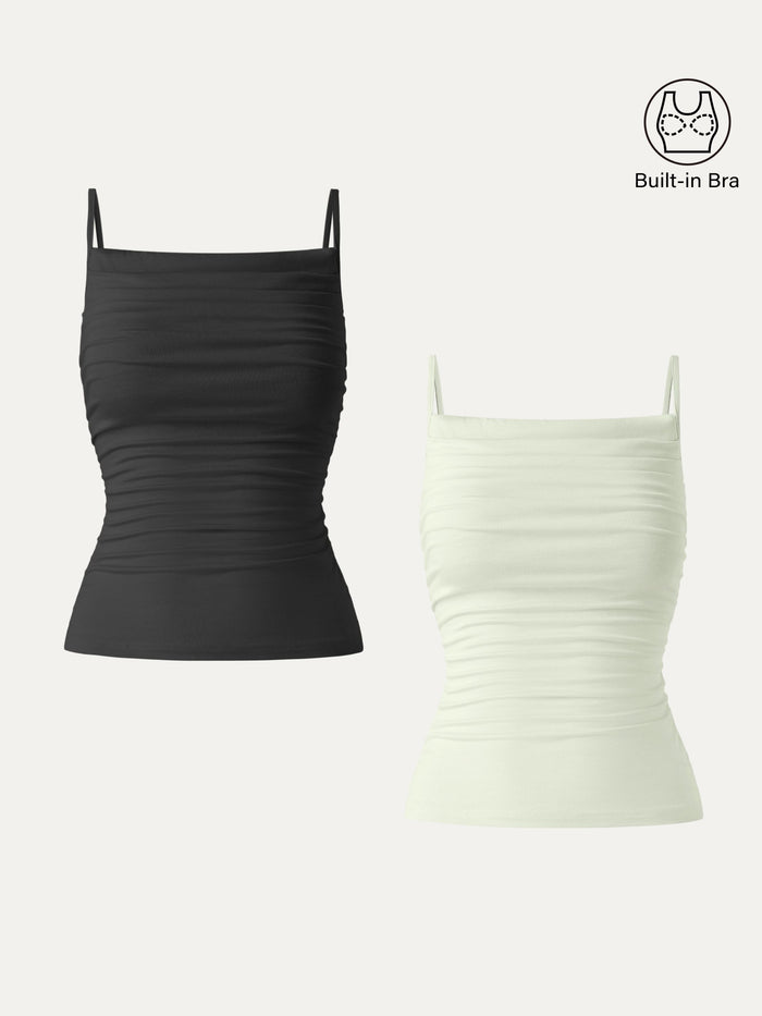 Adjustable Spaghetti Straps Side Ruched New Airy Bra Tank