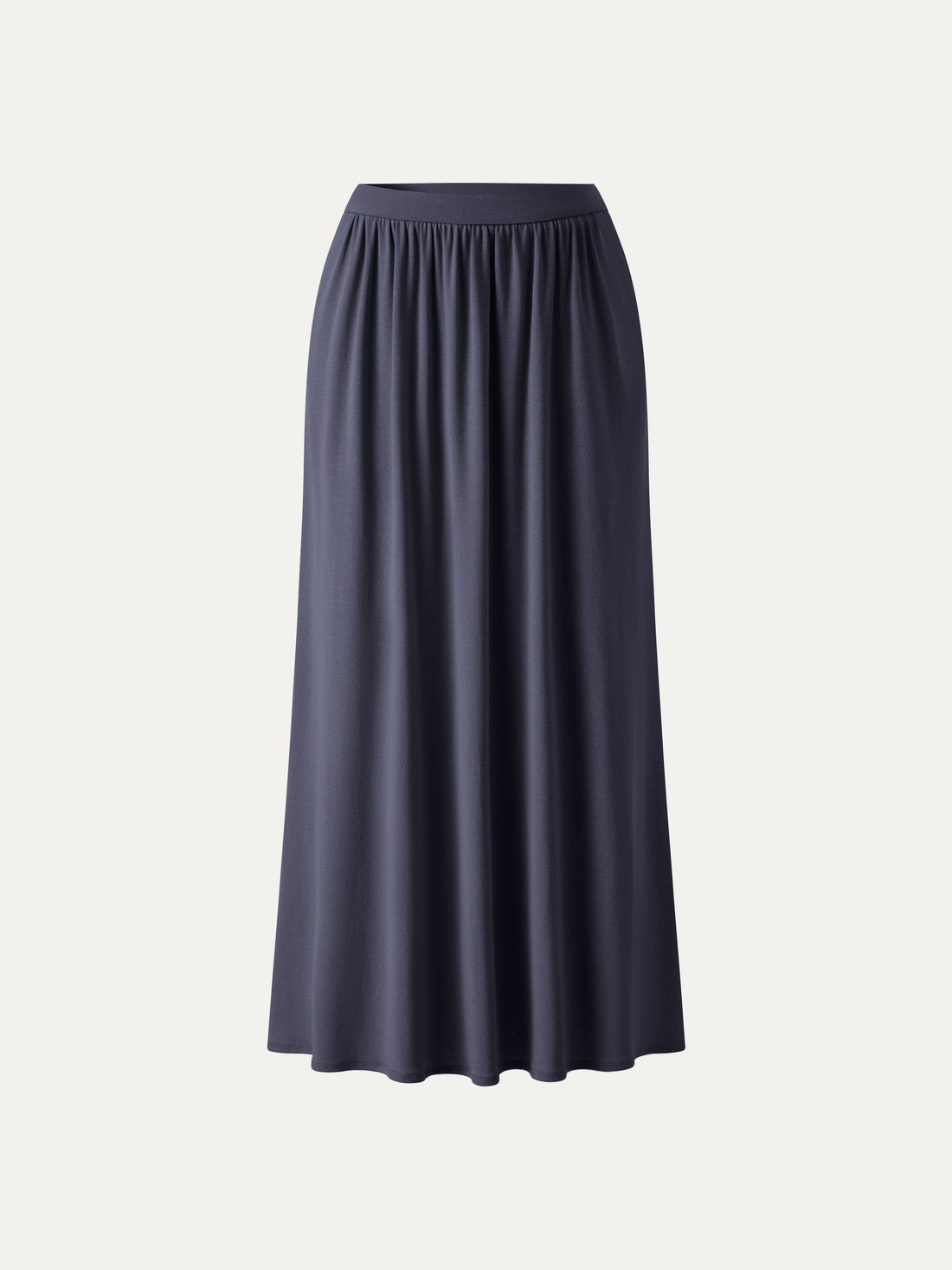 Soft Linen Knit Gathered A-Line Maxi Skirt with Pockets