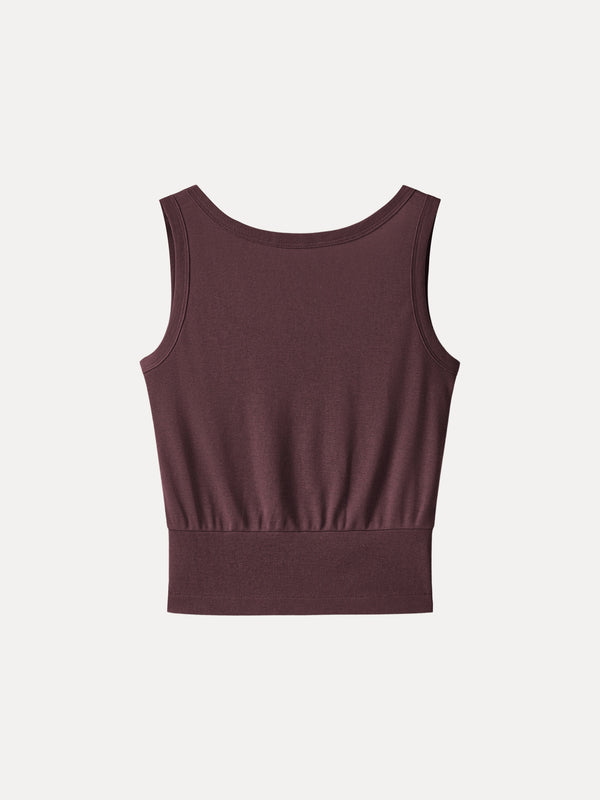Cotton-Linen Blend Reversible Boatneck Low Back Top