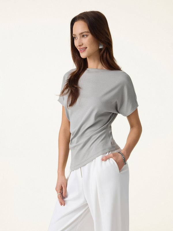 Cotton Lyocell Boatneck Angled Summer Tee