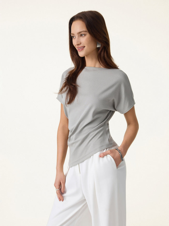 Cotton Lyocell Boatneck Angled Summer Tee