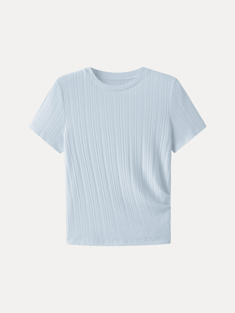 Pointelle Tucked Short Sleeve Summer Tee