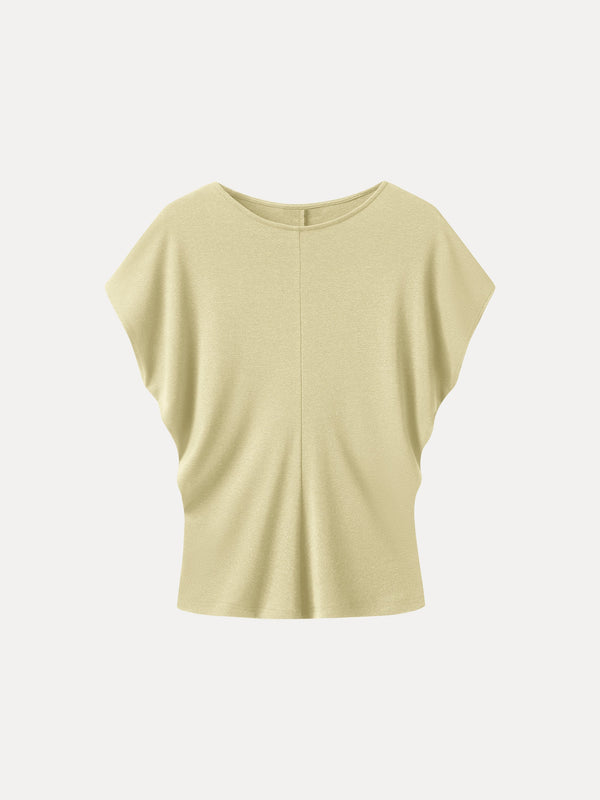 Linen-Blend Round Neck Relaxed Summer Top