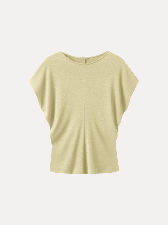 Linen-Blend Round Neck Relaxed Summer Top