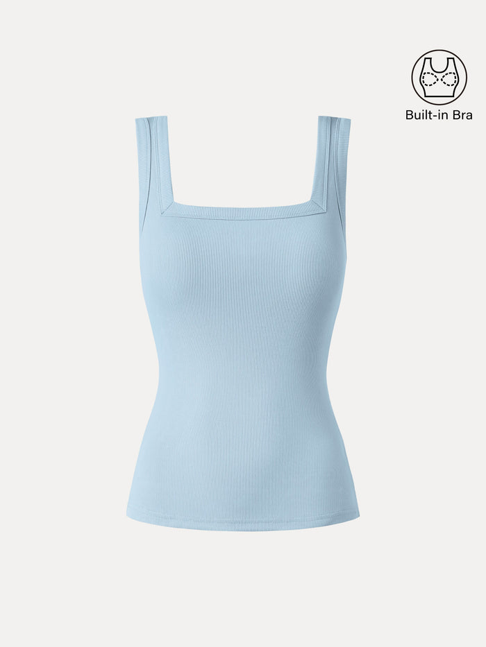 Slinky Square Open-Back Bra Tank Top